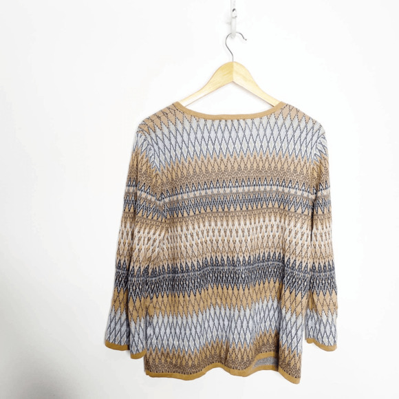 Pendleton Mya Cardigan Sweater tan blue southwestern diamonds one button XL - Picture 4 of 7